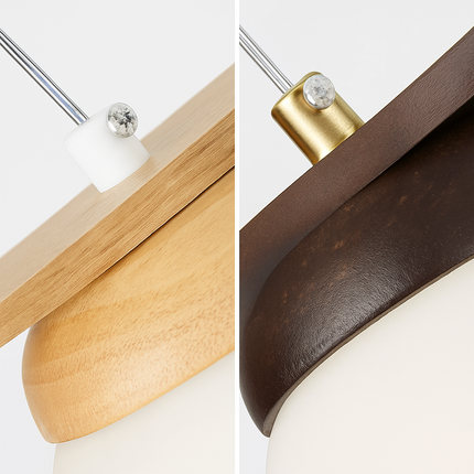 Lustre suspension en bois avec abat-jour en verre moderne — LZ4T9X
