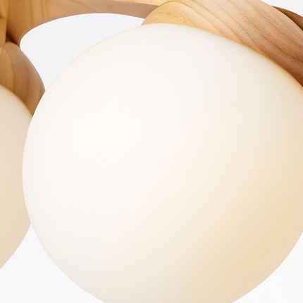 Lustre suspension en bois avec abat-jour en verre moderne — LZ4T9X