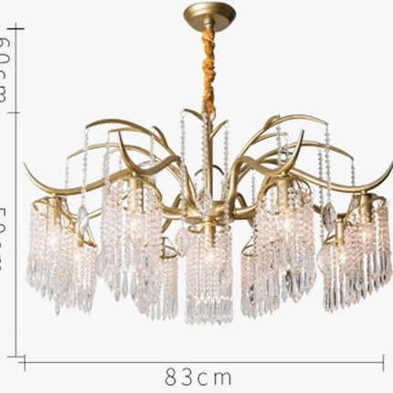 Lustre suspension en cristal et métal doré élégant — LZ4X7B9Q