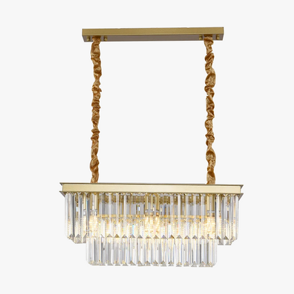 Lustre suspendu en cristal avec lampes rondes en fer doré — LZ4X9P2