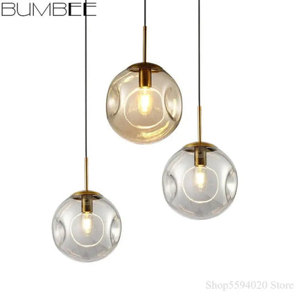 Lustre suspension industrielle à boule en verre moderne nordique — LZ4P9XQ