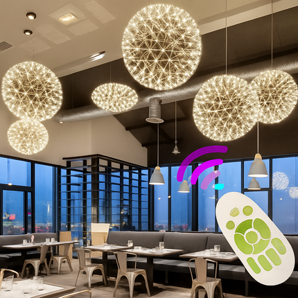 Suspension loft LED boule étincelante en acier inoxydable — LZ4F9X2