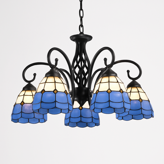 Lustre suspension méditerranéen en verre teinté pour intérieur — LZ4G7X