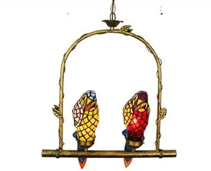 Lustre Tiffany vitrail lumineux oiseau perroquet élégant — LZ4X9T2