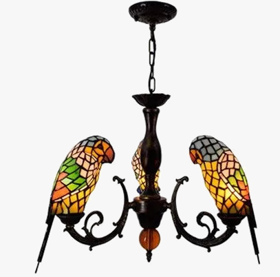 Lustre Tiffany vitrail lumineux oiseau perroquet élégant — LZ4X9T2
