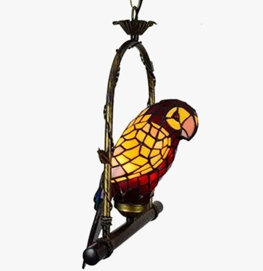 Lustre Tiffany vitrail lumineux oiseau perroquet élégant — LZ4X9T2