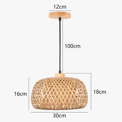 Lustre suspension tissé main en bambou avec LED intégrée — LZ4X9P