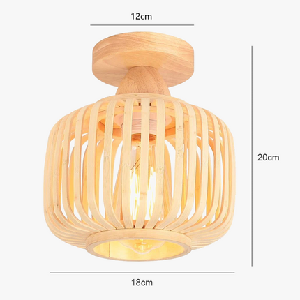 Lustre suspension tissé main en bambou avec LED intégrée — LZ4X9P