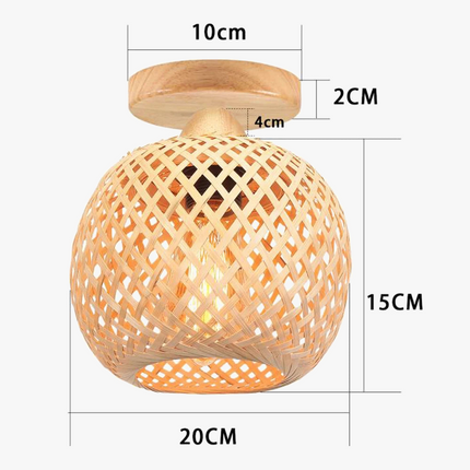 Lustre suspension tissé main en bambou avec LED intégrée — LZ4X9P