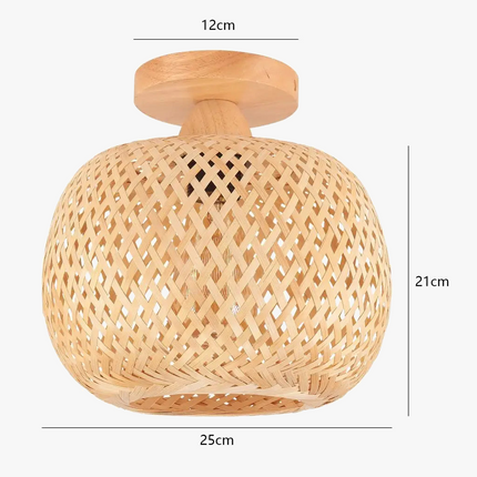 Lustre suspension tissé main en bambou avec LED intégrée — LZ4X9P
