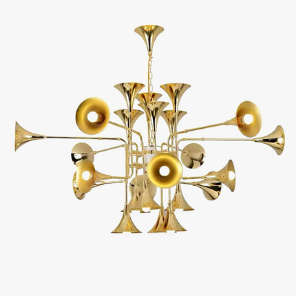 Lustre trompette doré multi-têtes au design moderne — LZ4X9Q