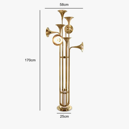 Lustre trompette doré multi-têtes au design moderne — LZ4X9Q