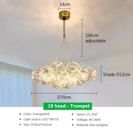 Lustre suspension moderne à boules blanches LED pour salon et salle à manger — LZ4X9Q