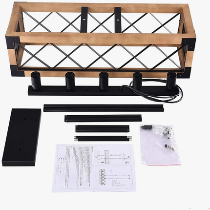 Lustre suspension vintage en bois style industriel pour bar et restaurant — LZ4T9X