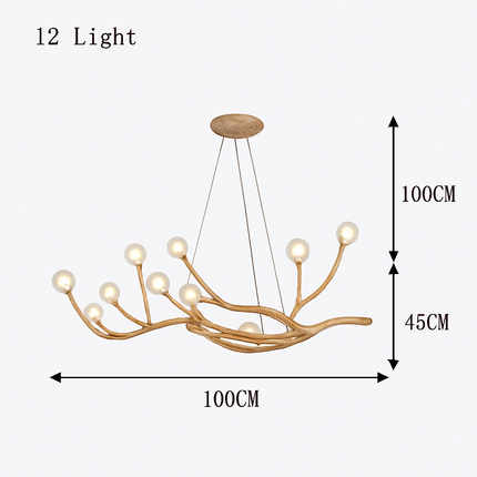 Lustre vintage en résine avec branches d'arbre et LED intégrée — LZ4X9P2