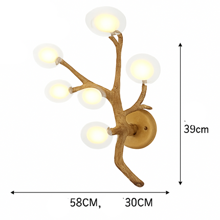 Lustre vintage en résine avec branches d'arbre et LED intégrée — LZ4X9P2