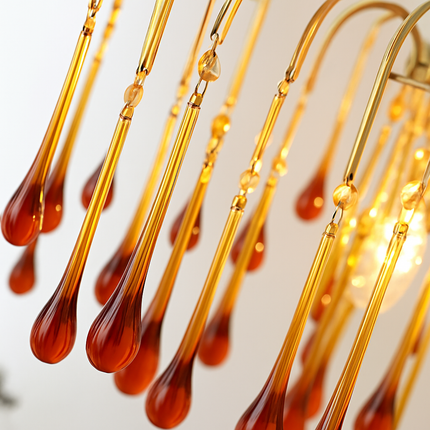 Lustre vintage LED en verre ambré pour hôtel et villa — LZ4X9P