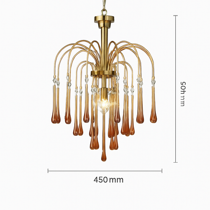 Lustre vintage LED en verre ambré pour hôtel et villa — LZ4X9P