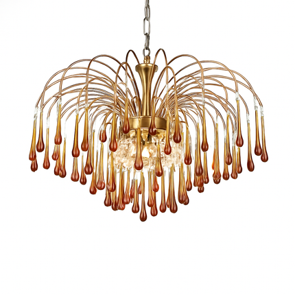 Lustre vintage LED en verre ambré pour hôtel et villa — LZ4X9P