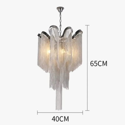Lustre moderne en aluminium à LED avec chaîne et pompons — LZ4X9B