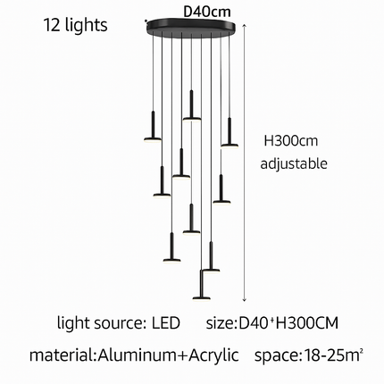 Lustre LED moderne pour escalier et cafés de luxe — LZ7FQ2