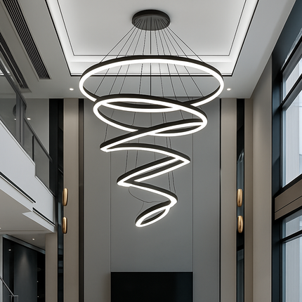 Moderne Led anneaux suspension lampe cercle plafond suspendu lustre pour chalet salon salle à manger escalier maison luminaire