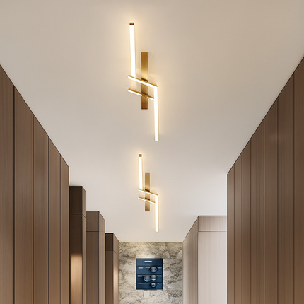 Plafonnier LED moderne noir doré pour salon et salle à manger — LZ4X9J