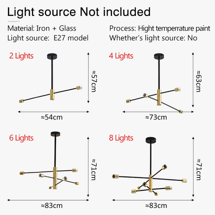 Lustre LED noir style Sputnik pour salon et salle à manger — LZ4X9P