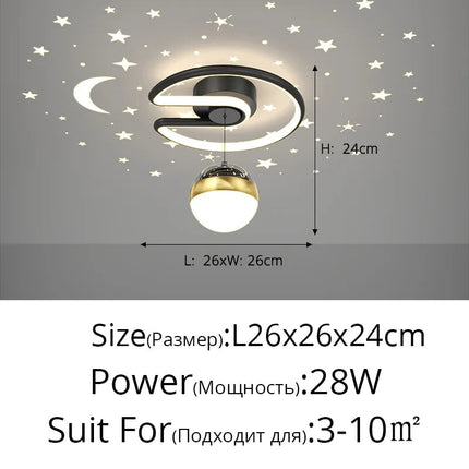 Noir gris 28W LED plafonnier pour couloir boule de verre nuances Foyer allée éclairage intérieur Luminaire Lustre effet étoile