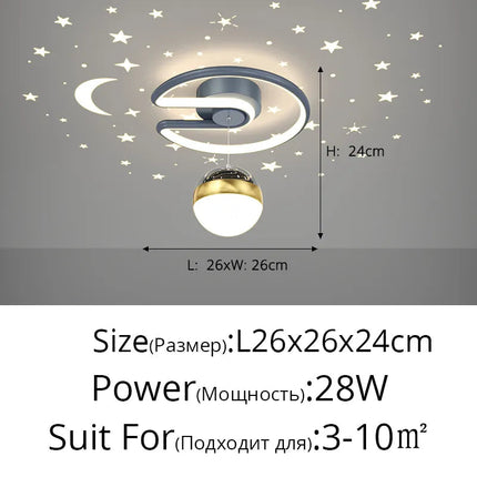Noir gris 28W LED plafonnier pour couloir boule de verre nuances Foyer allée éclairage intérieur Luminaire Lustre effet étoile