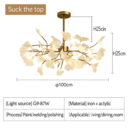 Suspension LED ronde feuille de gingko style nordique pour intérieur — LZ4X9T2
