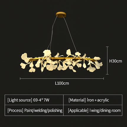 Suspension LED ronde feuille de gingko style nordique pour intérieur — LZ4X9T2