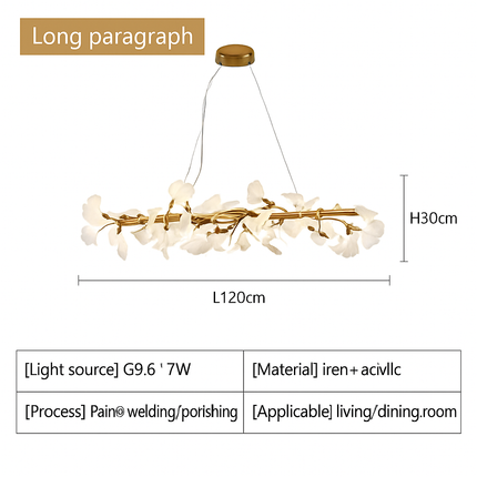 Suspension LED ronde feuille de gingko style nordique pour intérieur — LZ4X9T2