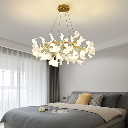 Suspension LED ronde feuille de gingko style nordique pour intérieur — LZ4X9T2