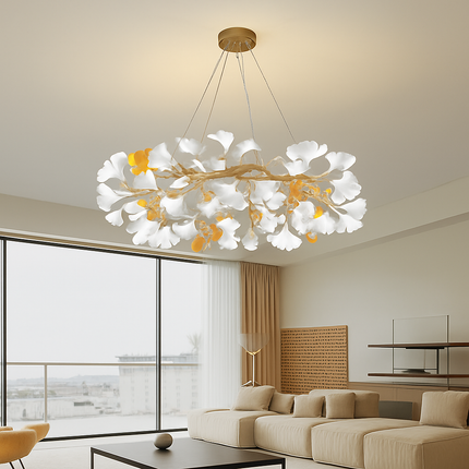 Suspension LED ronde feuille de gingko style nordique pour intérieur — LZ4X9T2