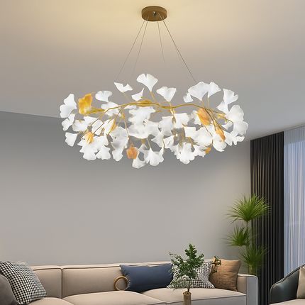 Suspension LED ronde feuille de gingko style nordique pour intérieur — LZ4X9T2