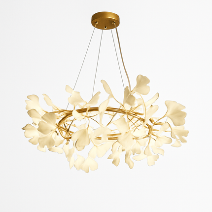 Suspension LED ronde feuille de gingko style nordique pour intérieur — LZ4X9T2