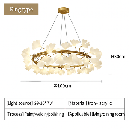 Suspension LED ronde feuille de gingko style nordique pour intérieur — LZ4X9T2