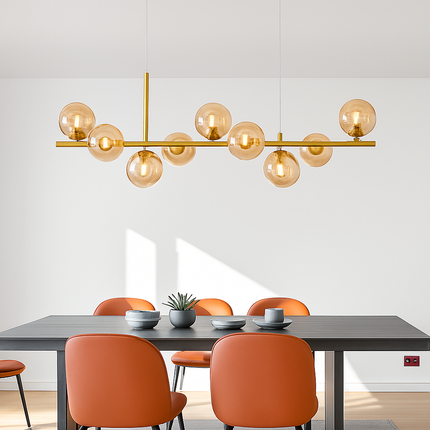 Suspension LED moderne 11 têtes boule de verre pour salon et cuisine — LZ4X9P