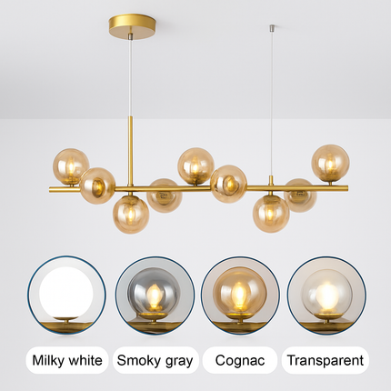 Suspension LED moderne 11 têtes boule de verre pour salon et cuisine — LZ4X9P