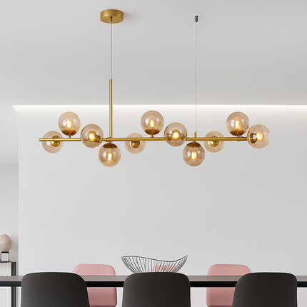 Suspension LED moderne 11 têtes boule de verre pour salon et cuisine — LZ4X9P