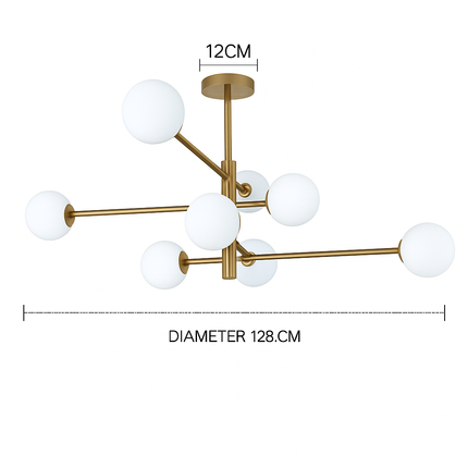 Suspension lustre en verre et laiton style nordique pour salon et café — LZ4X9T