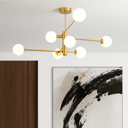 Suspension lustre en verre et laiton style nordique pour salon et café — LZ4X9T