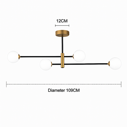 Suspension lustre en verre et laiton style nordique pour salon et café — LZ4X9T