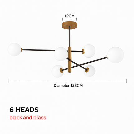 Suspension lustre en verre et laiton style nordique pour salon et café — LZ4X9T