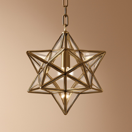Suspension géométrique en cuivre et verre style étoile rétro pour bar et café — LZ4D9XQ