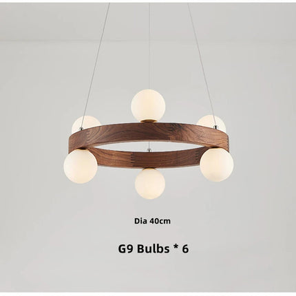 Suspension ronde en bois style nordique pour salon et salle à manger — LZ4X9P
