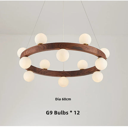 Suspension ronde en bois style nordique pour salon et salle à manger — LZ4X9P