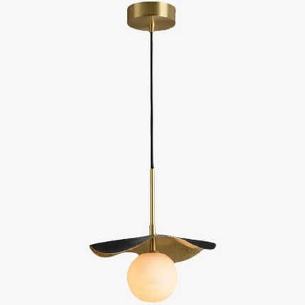 lustre en cuivre avec boule de marbre naturel