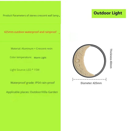 Applique murale LED forme lune étanche pour jardin extérieur — LZ4X9T2